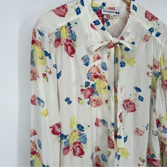 UNIQLO Rayon Crepe Tie Long Sleeve Blouse (INES DE LA FRESSANGE), natural - Picture 9 of 14